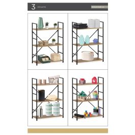 Confortime Estanteria 3 Niveles Metal-Madera Negra 85 cm Ancho x 25 cm Largo x 7 cm Alto