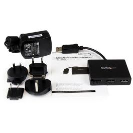 StarTech 3-PORT DisplayPort 1.2 MST Hub Divisor de 3 Monitores DP a 2x DisplayPort 4K 30Hz 1x DisplayPort 1080 Alimentado por USB Windows Solo Negro