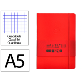 Antartik Cuaderno A5 Tapa Blanda Hojas Cuadriculadas Rojo 80 Hojas 80gr FSC