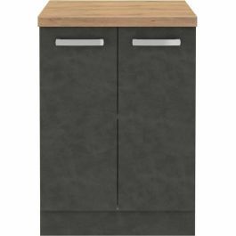 Armario bajo con 2 puertas batientes - Gris mate - L 60 x P 51,6 x H 85 cm - LASSEN