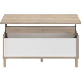 Mesa de centro elevable MORPHOS - L 100 x P 50 x H 43,6 cm - Rectangular - Decoración blanco/roble - PARISOT Precio: 149.49999999. SKU: B13GCX22YY