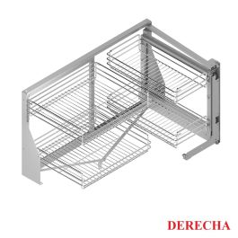 Menage Confort M900 Extraíble Rincón Classic Derecho Cromado con Cierre Amortiguado, 4 Cestas y 35 Kg Capacidad