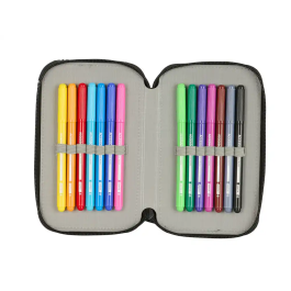 Safta Plumier Escolar FC Barcelona Doble Cremallera Pequeño 29 Piezas 195x125x40 mm