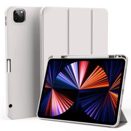 eSTUFF Estuche Miami para iPad Pro 12.9 (2022/2021) con Ranura y Carga para Lápiz, Cuero PU Gris/Transparente, Ultra Delgado