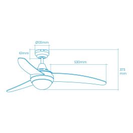 Edm Ventilador de Techo Egeo Blanco Ø122cm, 3 Velocidades, Mando a Distancia, Luz IP20