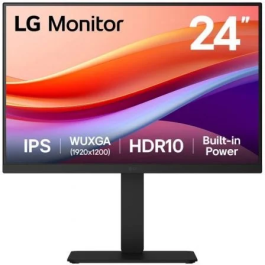 LG 24BA55W-B Monitor Profesional IPS 24" WUXGA 1920x1200 16:10, Base Ergonómica Regulable en Altura, Hub USB 3.2, Altavoces, HDR10, sRGB 99% Precio: 224.7900006. SKU: B16A3H5KWY