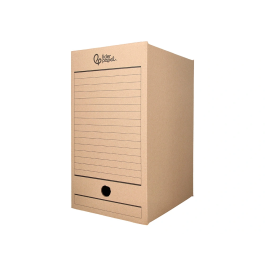 Liderpapel Caja Archivo Definitivo Folio Doble Ancho Cartón Reciclado 400g/m2 Lomo 200 mm Kraft 367x200x251 mm