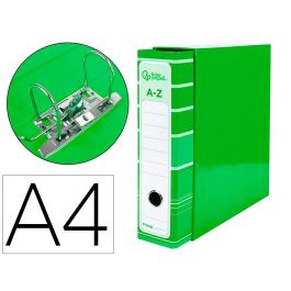 Archivador De Palanca Liderpapel A4 Filing System Forrado Sin Rado Lomo 80 mm Verde Con Caja Y Compresor Metalico