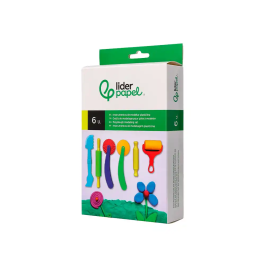 Liderpapel Caja de 6 Piezas Surtidas de Instrumentos de Modelar para Plastilina, Plástico Resistente, Útiles Manualidades