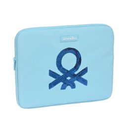 Funda para Portátil Benetton Sequins Azul claro (34 x 25 x 2 cm)