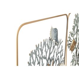 DKD Home Decor Decoración de Pared Mediterráneo Azul Dorado Metal 50 x 50 cm (4 Unidades)