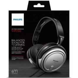 Philips Auriculares Intrauditivos SHP2500/10 Jack 3.5mm Grises Sonido para TV y Música Conexión Cable 6m Control Volumen