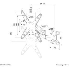 Neomounts WL70-550BL14 Soporte de Pared Full Motion para Monitor/TV 32-55", 5-30 kg, VESA 75x75-400x400, Gas Spring, Ajuste Nivel - Negro