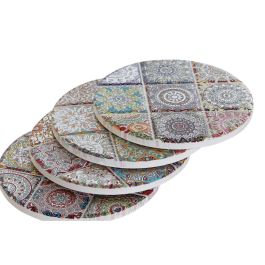 Posavasos Indio DKD Home Decor Multicolor Dorado 10.8 x 0.7 x 10.8 cm Set de 4 Posavasos Indio DKD Home Decor Multicolor Dorado 10.8 x 0.7 x 10.8 cm Set de 4