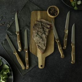 Livoo MEC133 LIV3523930097829 - Juego de 6 Cuchillos de Carne de 11 cm Acero Inoxidable y Mango de Madera de Acacia