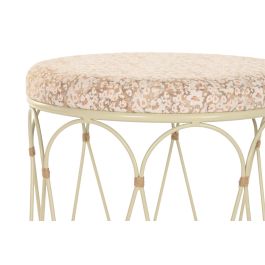 DKD Home Decor Mesita Auxiliar Boho de Ratán y Metal Natural Crema 35x35x49 cm
