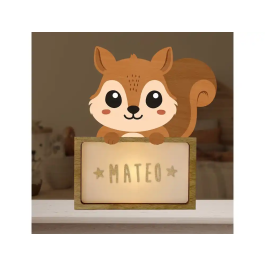 Wondee Lámpara Quitamiedos Personalizable Infantil Ardilla Madera Sostenible Luz Noche Bebé Regalo Original Precio: 35.50000003. SKU: B187ASSDZY