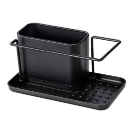 Wenko Organizador de Fregadero Orio Negro Mate con Almacenamiento para Lavavajillas, Paños y Cepillos
