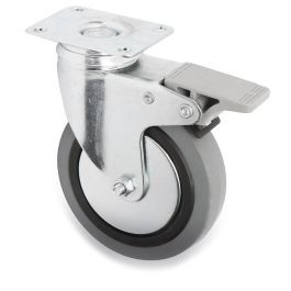 Q&Q JADE PL Rueda Giratoria Aro Goma Gris Ø100mm, Freno Integral Plástico, Placa Rectangular, Antihilos, 70kg Carga Máxima, Doble Hilera Bolas. Precio: 9.5000004. SKU: B1BW8TXAVV