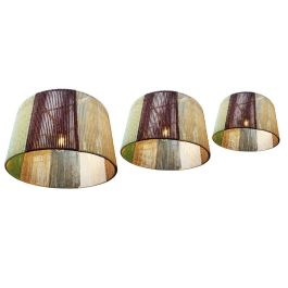DKD Home Decor Pantalla Urban Multicolor 52.5 x 30.5 x 52.5 cm Set de 3 Piezas de Fibra y Metal E27