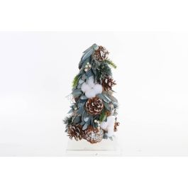 DKD Home Decor Cono de Navidad Alpina, Verde Blanco, 17x17x30 cm, Figura Decoración Navideña de Hogar en Piña y Porexpan