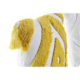 DKD Home Decor Cojin Moderno Blanco Amarillo 45 x 45 x 10 cm (4 Unidades) Poliéster Algodón