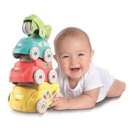Clementoni Coches Apilables Set de 4 Coches Diferentes (Autobús, Camión, Coche y Moto) 15x15x24 cm