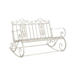 DKD Home Decor Banco Terraza y Jardín Blanco Metal 118x53x98 cm