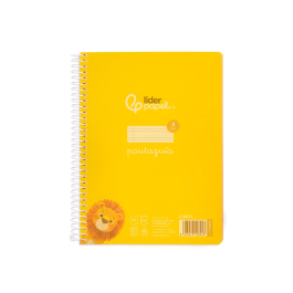 Liderpapel Cuaderno Espiral A5 Pautaguía 80h 90gr Cuadro Pautado 3mm con Margen Tapa Plástico Amarillo
