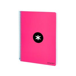 Cuaderno Espiral Liderpapel A4 Micro Antartik Tapa Dura 80H 100 gr Cuadro 5 mm Sin Bandas 4 Taladros Color Rosa Fluor