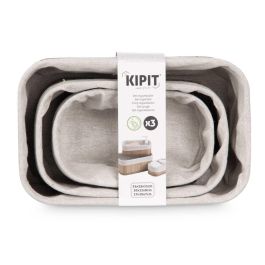 Kipit Set 3 Organizadores de Bambú Blancos - 3 Tamaños (Grande: 24x11x15 cm, Mediano: 20x12x9 cm, Pequeño: 17x10x17 cm) (12 Unidades)