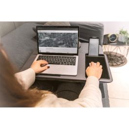 Digitus Escritorio Soporte para Portátil hasta 17'' (43.2cm) con Ranura Móvil y Alfombrilla de Ratón, Algodón/Plástico, Gris
