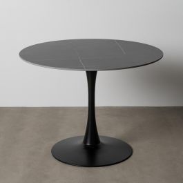 Mesa Comedor Negro Piedra Sinterizada 100 X 100 X 75 cm