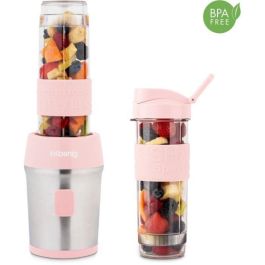 Mini batidora - SMOO12 - 300 W - 570 mL - Rosa pastel - 2 botellas de agua incluidas Mini batidora - SMOO12 - 300 W - 570 mL - Rosa pastel - 2 botellas de agua incluidas