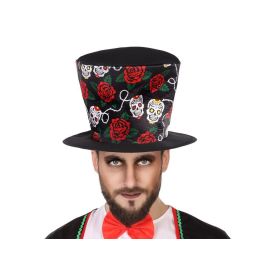 Sombrero de copa negro con rosas y calaveras para hombre adulto - Ideal para disfraces y fiestas temáticas Precio: 2.6899994. SKU: B1ELGC7TR6