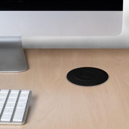 Emuca Multiconector extraíble Vertikal, 3 enchufes tipo Schuko, 2 USB tipo A, Plástico y Aluminio, Pintado negro