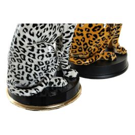 DKD Home Decor Figura Colonial de Resina Leopardo Naranja Blanco 16x32x16 cm Pack 2 Unidades