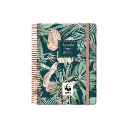 Dohe 13217-26 Agenda 2026 WWF Día Página Espiral Rose Gold Estampada 12,5x18 cm Cierre Goma Rosa con 4 Hojas Pegatinas Papel 70g