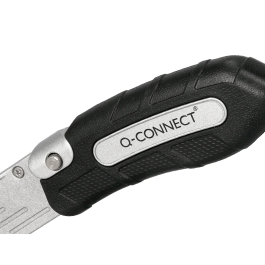 Q-connect XD-925 Cuter Metálico Ancho Plegable con Mango Antideslizante Cuchilla 19 mm Blister 1 Unidad