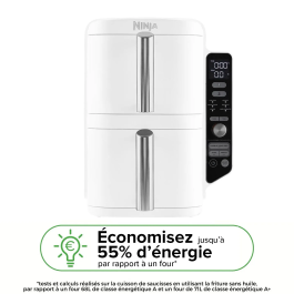 Ninja Freidora de aire Doble apilable XL SL400EUWH - Capacidad 9,5 L - 2470 W - Blanca