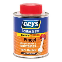 Ceys 95664 Contactceys Pincel Cola de Contacto de Neopreno 250 ml. Adhesivo Multimaterial, Unión Resistente y Flexible para Cuero, Madera, Goma.