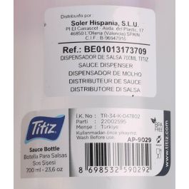 Titiz Dispensador de Salsa con 400 ml de Capacidad y Medidas de 6 x 20 cm (40 Unidades)