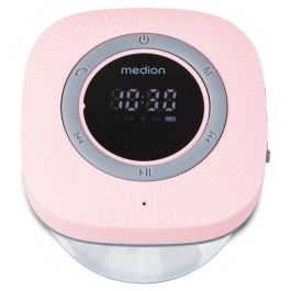 Medion MED4061275227642 Radio de Ducha FM Bluetooth IPX6 con Soporte de Ventosa Rosa