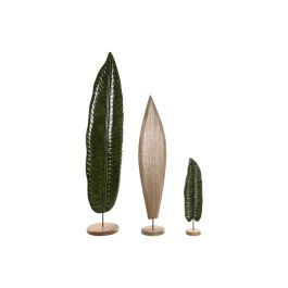 DKD Home Decor Decoracion Tropical Verde Natural 25 x 110 x 22 cm Set de 3 Piezas Mango Metal