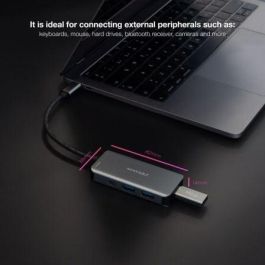 Nanocable 10.16.1005 Hub USB-C 3.2 Gen1 con 3 USB-A 3.0, 1 USB-C 3.2 Gen1 y 1 USB-C PD 100W Carga, Gris 15cm Nanocable 10.16.1005 Hub USB-C 3.2 Gen1 con 3 USB-A 3.0, 1 USB-C 3.2 Gen1 y 1 USB-C PD 100W Carga, Gris 15cm