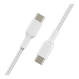 Belkin CAB004BT1MWH Cable Trenzado USB-C a USB-C 1m Blanco, Carga Rápida y Transferencia de Datos