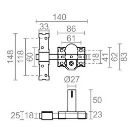 Micel CRR12 Cerrojo de Sobreponer para Puerta, Cilindro 50mm, Placa 86mm, Accionamiento Botón/Llave, Acero Gris