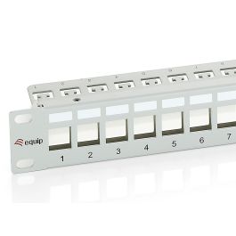 EQUIP Patchpanel 24x Cat6 FTP 19" 1U para Montaje Keystone, Color Gris