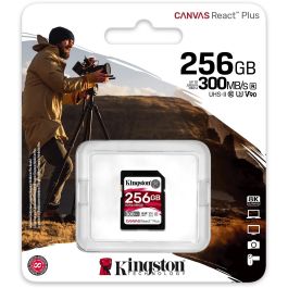 Kingston Tarjeta SDXC Canvas React Plus 256GB UHS-II U3 V90 300MB/s Lectura 260MB/s Escritura