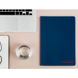 Liderpapel Cuaderno espiral A4 Wonder tapa plástico 80 hojas 90gr cuadro 4mm con margen azul marino